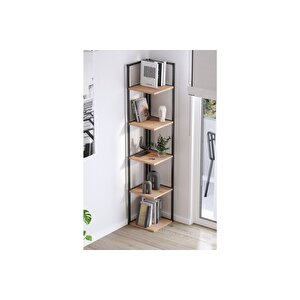 5 Raflı Metal Köşe Kitaplık Rafı Dekoratif Aksesuar Rafı Selanik 180 Cm Çam