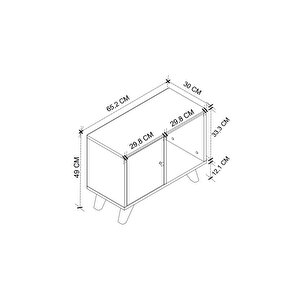 Komodin 2 Bölmeli Komodin Kapaklı Komodin Yan Sehpa Mikonos Beyaz