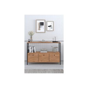 3 Kapaklı Konsol Tv Ünitesi Dresuar Çok Amaçlı Konsol Kahve Köşesi Çam