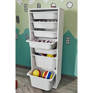 7 Sepetli Dolap Çok Amaçlı Dolap Oyuncak Dolabı Pera Beyaz