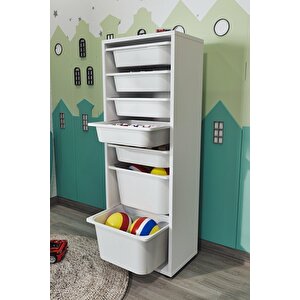 7 Sepetli Dolap Çok Amaçlı Dolap Oyuncak Dolabı Pera Beyaz