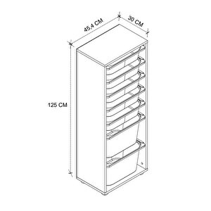 7 Sepetli Dolap Çok Amaçlı Dolap Oyuncak Dolabı Pera Beyaz