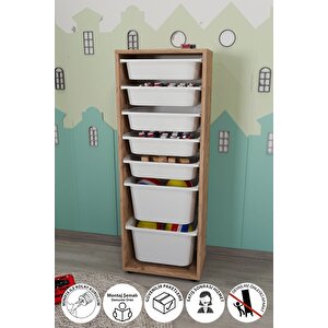 7 Sepetli Dolap Çok Amaçlı Dolap Oyuncak Dolabı Pera Çam