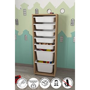 7 Sepetli Dolap Çok Amaçlı Dolap Oyuncak Dolabı Pera Safir Meşe