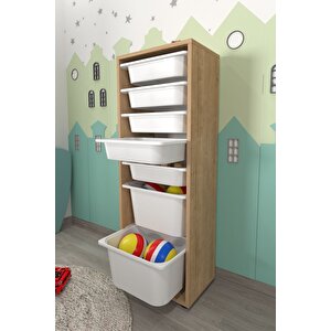 7 Sepetli Dolap Çok Amaçlı Dolap Oyuncak Dolabı Pera Safir Meşe