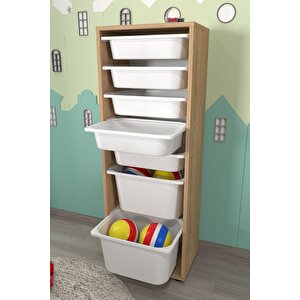 7 Sepetli Dolap Çok Amaçlı Dolap Oyuncak Dolabı Pera Safir Meşe