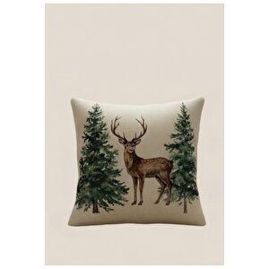 2026 Yeni Yılbaşı Temalı 3'lü Keten Kırlent Kılıfı Seti Ve El Yapımı 2'li Supla - Yılbaşı Konsepti 35x50 cm