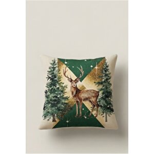 2026 Yeni Yılbaşı Temalı 3'lü Keten Kırlent Kılıfı Seti Ve El Yapımı 2'li Jüt Supla - Yılbaşı Konsepti 45x45 cm