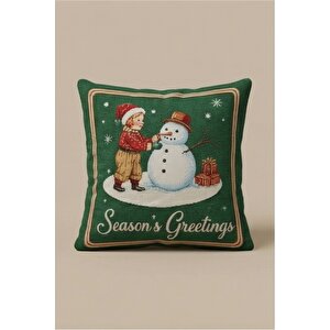 2026 Yeni Yılbaşı Temalı 3'lü Keten Kırlent Kılıfı Seti Ve El Yapımı 2'li Jüt Supla - Yılbaşı Konsepti 41x41 cm