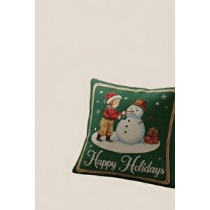 2026 Yeni Yılbaşı Temalı 3'lü Keten Kırlent Kılıfı Seti Ve El Yapımı 2'li Supla - Yılbaşı Konsepti