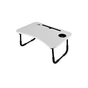 Portatif Katlanır Laptop Sehpası Tablet Telefon Tutuculu Laptop Sehpası Beyaz