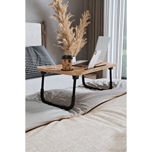 Portatif Katlanır Laptop Sehpası Tablet Telefon Tutuculu Laptop Sehpası Çam