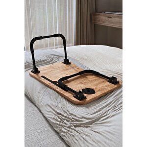 Portatif Katlanır Laptop Sehpası Tablet Telefon Tutuculu Laptop Sehpası Çam