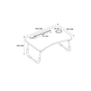 Portatif Katlanır Laptop Sehpası Tablet Telefon Tutuculu Laptop Sehpası Çam