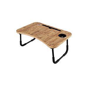 Portatif Katlanır Laptop Sehpası Tablet Telefon Tutuculu Laptop Sehpası Çam