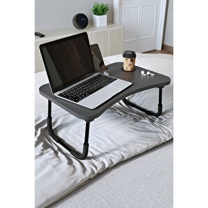 Portatif Katlanır Laptop Sehpası Tablet Telefon Tutuculu Laptop Sehpası Antrasit