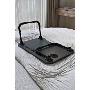 Portatif Katlanır Laptop Sehpası Tablet Telefon Tutuculu Laptop Sehpası Antrasit
