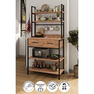 Mutfak Standı 2 Çekmeceli 5 Raflı Kahve Köşesi Mutfak Rafı Mutfak Bangosu Vietnam Çam