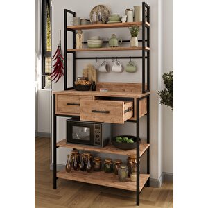 Mutfak Standı 2 Çekmeceli 5 Raflı Kahve Köşesi Mutfak Rafı Mutfak Bangosu Vietnam Çam