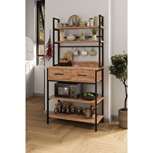 Mutfak Standı 2 Çekmeceli 5 Raflı Kahve Köşesi Mutfak Rafı Mutfak Bangosu Vietnam Çam