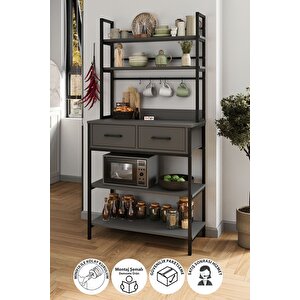 Mutfak Standı 2 Çekmeceli 5 Raflı Kahve Köşesi Mutfak Rafı Mutfak Bangosu Vietnam Antrasit