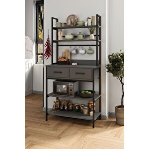 Mutfak Standı 2 Çekmeceli 5 Raflı Kahve Köşesi Mutfak Rafı Mutfak Bangosu Vietnam Antrasit