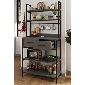 Mutfak Standı 2 Çekmeceli 5 Raflı Kahve Köşesi Mutfak Rafı Mutfak Bangosu Vietnam Antrasit