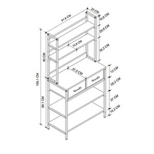 Mutfak Standı 2 Çekmeceli 5 Raflı Kahve Köşesi Mutfak Rafı Mutfak Bangosu Vietnam Antrasit