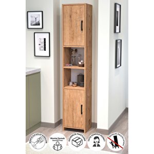 2 Kapaklı 6 Bölmeli Çok Amaçlı Dolap Alya Çok Amaçlı Mutfak Dolabı Banyo Dolabı Çam