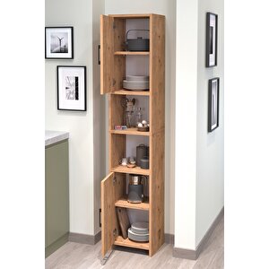 2 Kapaklı 6 Bölmeli Çok Amaçlı Dolap Alya Çok Amaçlı Mutfak Dolabı Banyo Dolabı Çam