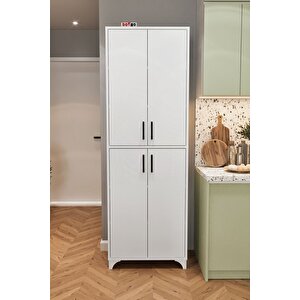 Çok Amaçlı Dolap 4 Kapaklı 6 Bölmeli Banyo Dolabı Mutfak Dolabı Nehir Beyaz