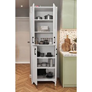 Çok Amaçlı Dolap 4 Kapaklı 6 Bölmeli Banyo Dolabı Mutfak Dolabı Nehir Beyaz