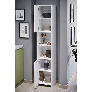 2 Kapaklı 6 Bölmeli Çok Amaçlı Dolap Alya Çok Amaçlı Mutfak Dolabı Banyo Dolabı Beyaz