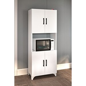Çok Amaçlı Dolap Ece Mikrodalga Dolabı Erzak Dolabı Kiler Dolabı Mutfak Dolabı Beyaz