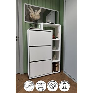 Lego Ayakkabılık Düşer Kapak Ayakkabılık Raflı Ayakkabılık Düzenleyici Beyaz