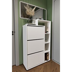 Lego Ayakkabılık Düşer Kapak Ayakkabılık Raflı Ayakkabılık Düzenleyici Beyaz