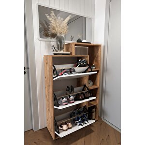 Lego Ayakkabılık Düşer Kapak Ayakkabılık Raflı Ayakkabılık Düzenleyici Çam-beyaz