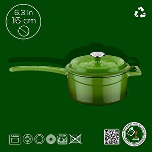 Lava Döküm Yuvarlak Sos Tenceresi. Döküm Demir Yekpare Saplı Trendy Serisi Çap(ø16 Cm.