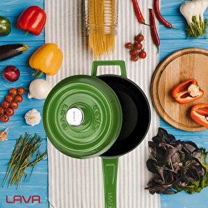 Lava Döküm Yuvarlak Sos Tenceresi. Döküm Demir Yekpare Saplı Trendy Serisi Çap(ø16 Cm.