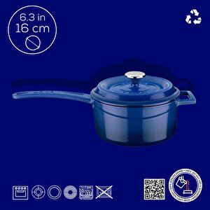 Lava Döküm Yuvarlak Sos Tenceresi. Döküm Demir Yekpare Saplı Trendy Serisi Çap(ø16 Cm.