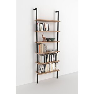 6 Raflı Duvara Monte Kitaplık Dekoratif Kitaplık Çam.