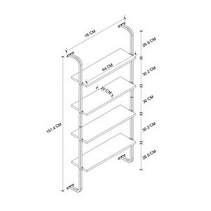 6 Raflı Duvara Monte Kitaplık Dekoratif Kitaplık Rüzgar     Çam