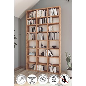 Çok Raflı Kitaplık Kütüphane Hareketli Raflı Dekoratif Kitaplık Geniş Kitaplık Çam