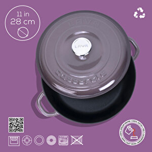 Lava Döküm Yuvarlak Çok Amaçlı Yayvan Tencere New Heritage Serisi Çap(ø)28cm.