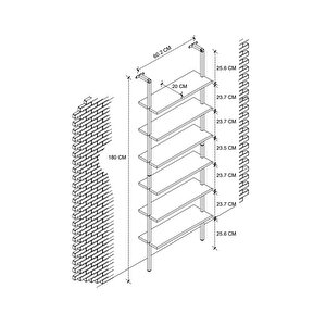 6 Raflı Duvara Monte Kitaplık Dekoratif Kitaplık Beyaz.