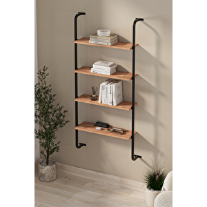 4 Raflı Duvara Monte Kitaplık Dekoratif Kitaplık Ayaz Çam