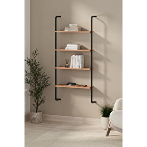 4 Raflı Duvara Monte Kitaplık Dekoratif Kitaplık Ayaz Çam