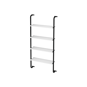 4 Raflı Duvara Monte Kitaplık Dekoratif Kitaplık Ayaz Beyaz