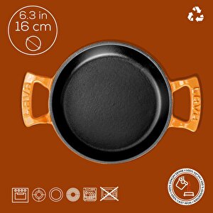 Lava Döküm Yuvarlak Sahan Döküm Demir Yekpare Çift Kulplu Çap(ø)16cm.