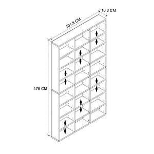 Çok Raflı Kitaplık Kütüphane Hareketli Raflı Dekoratif Kitaplık Geniş Kitaplık Antrasit